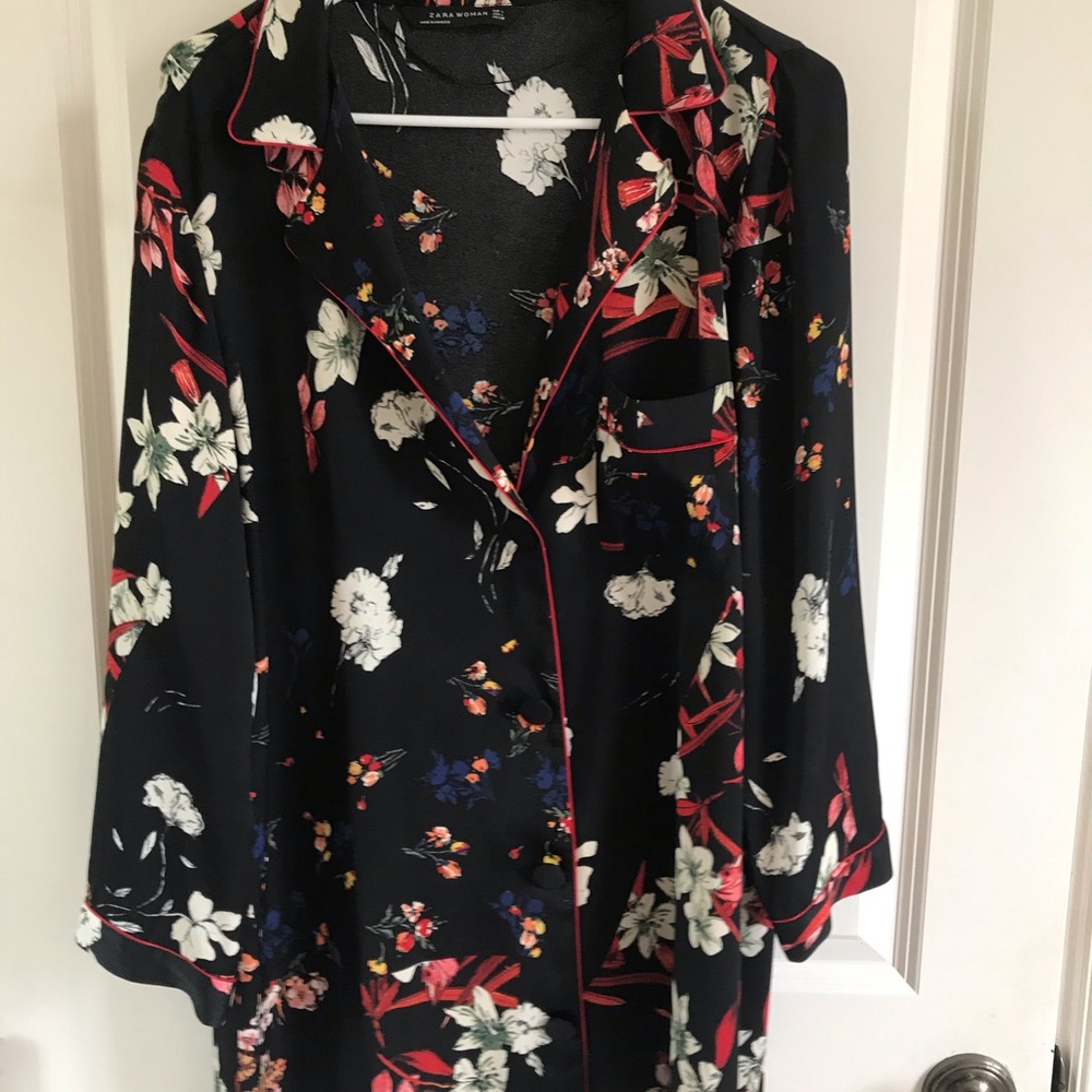 Zara floral long sleeve mini dress
